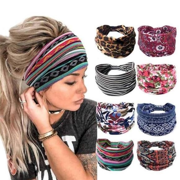 Boho Headband Wide Yoga Stretchy Bandeau Large Headwrap Sport Beach Hair